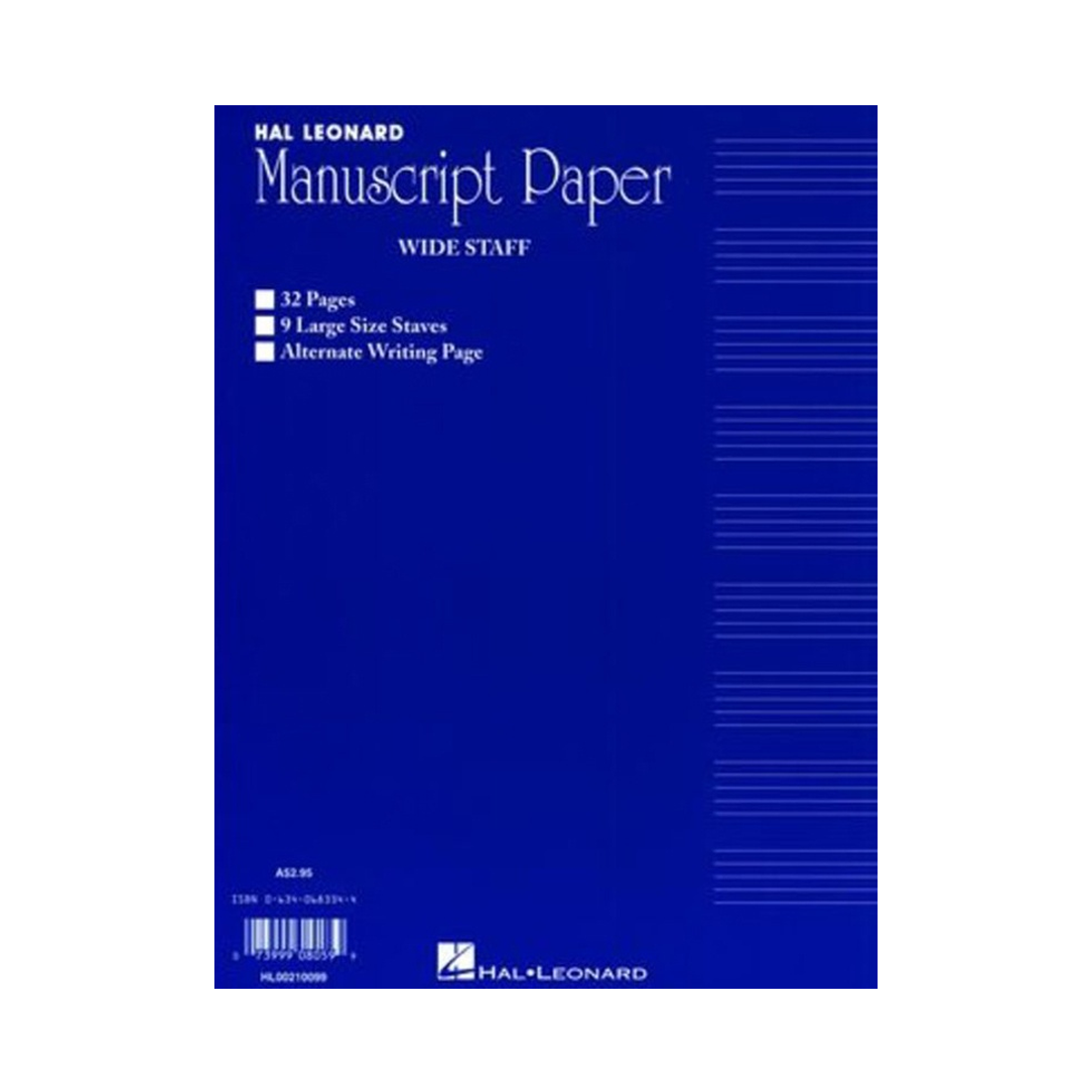 Manuscript Book 32 Page Wide Stave Interleaved Blue Cover