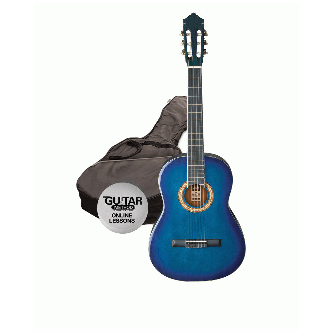 Ashton SPCG12 1/2 Transparent Blue Burst (TBB) Classical Guitar Starte ...