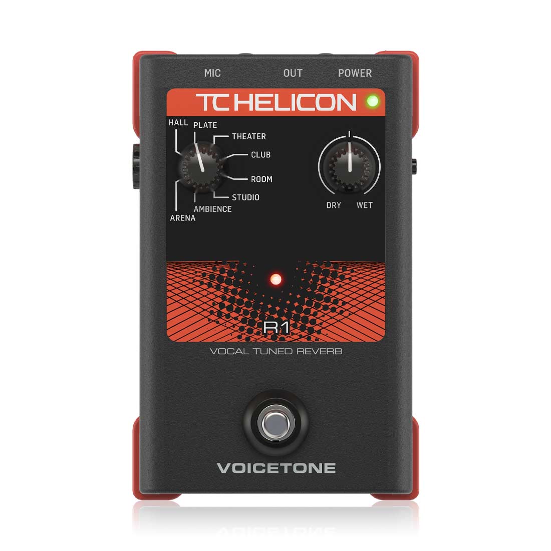 TC Helicon Voicetone R1 Single-Button Stompbox for Studio-Quality Live Vocal Reverb