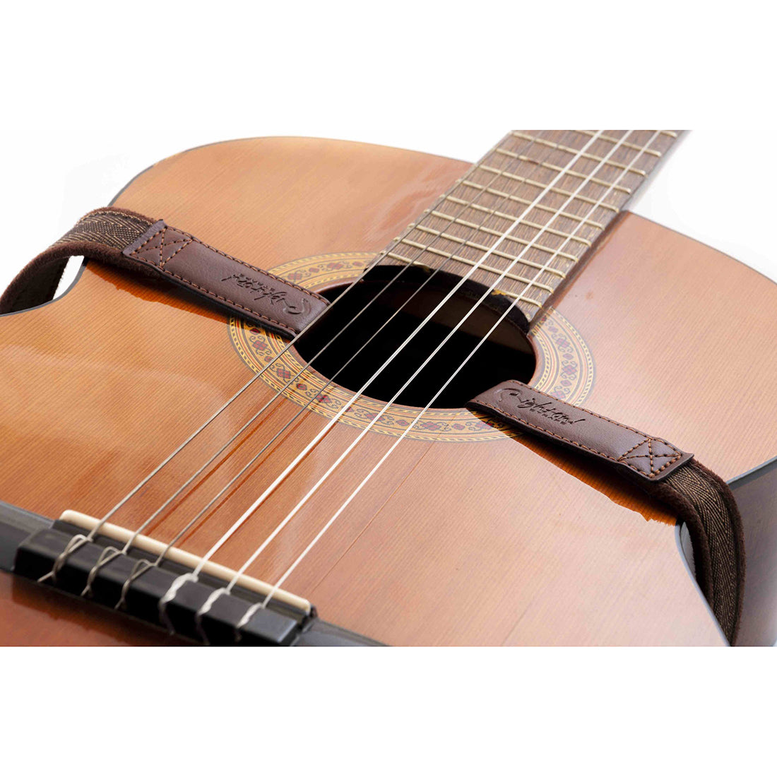Right On Straps HOOK Classical-Dual-Hook Brown Classical Guitar Strap