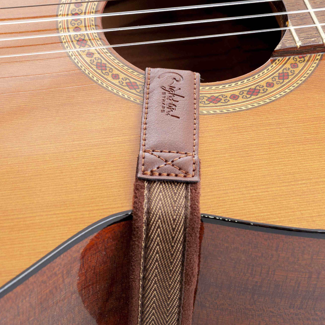 Right On Straps HOOK Classical-Dual-Hook Brown Classical Guitar Strap
