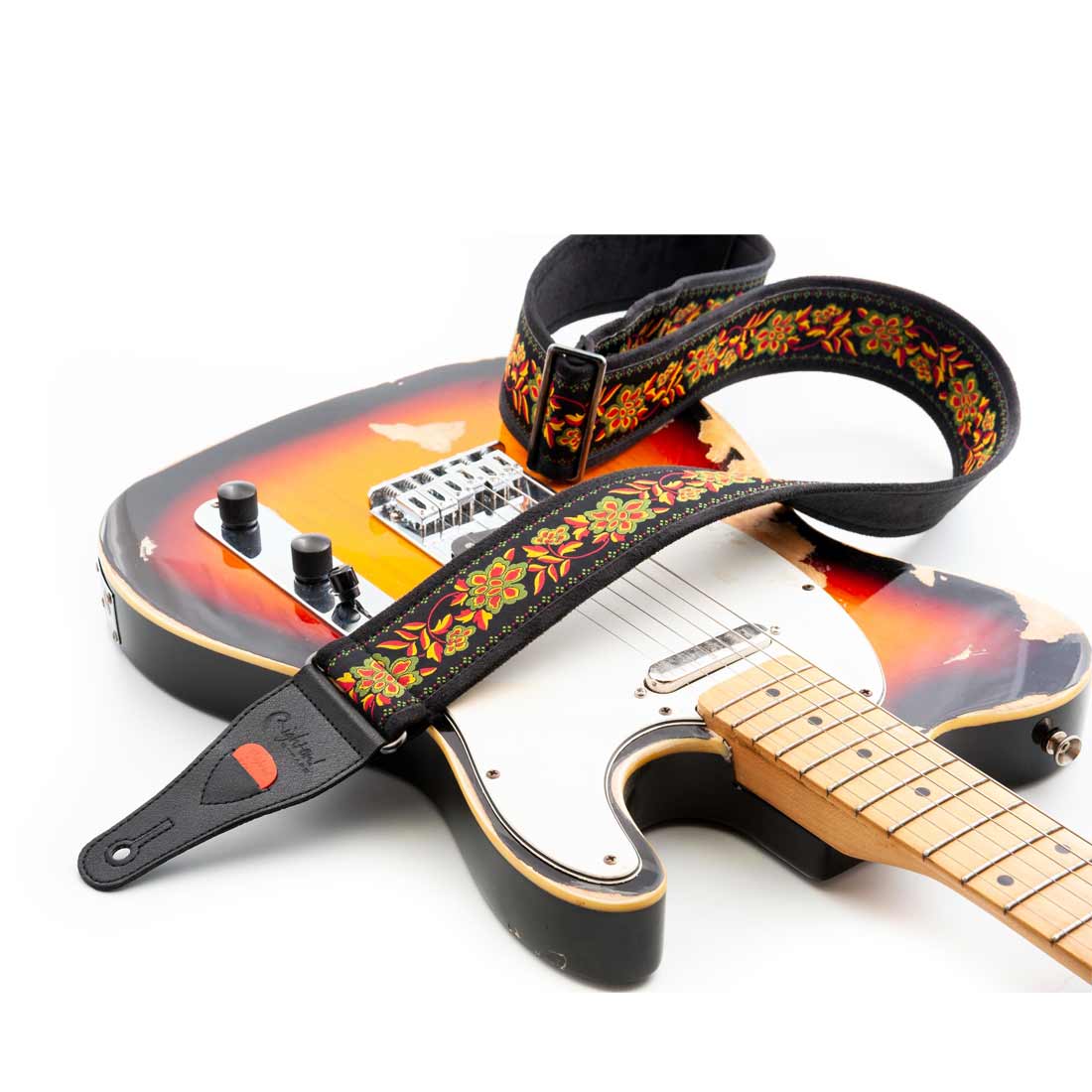 Right On Straps Roses II Black Guitar Strap