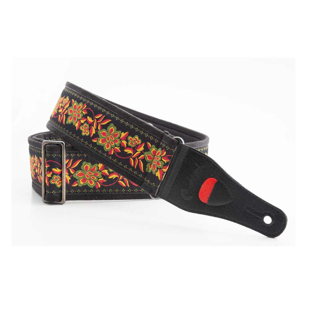 Right On Straps Roses II Black Guitar Strap