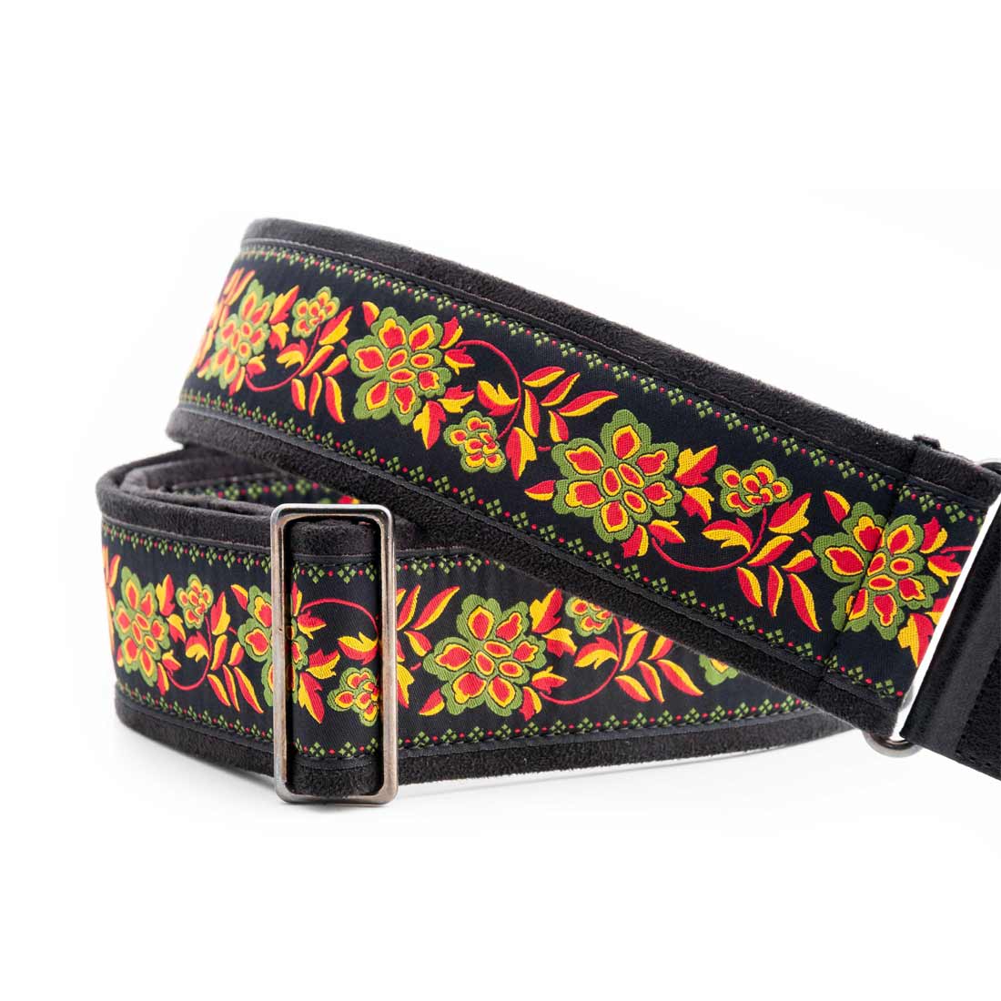 Right On Straps Roses II Black Guitar Strap