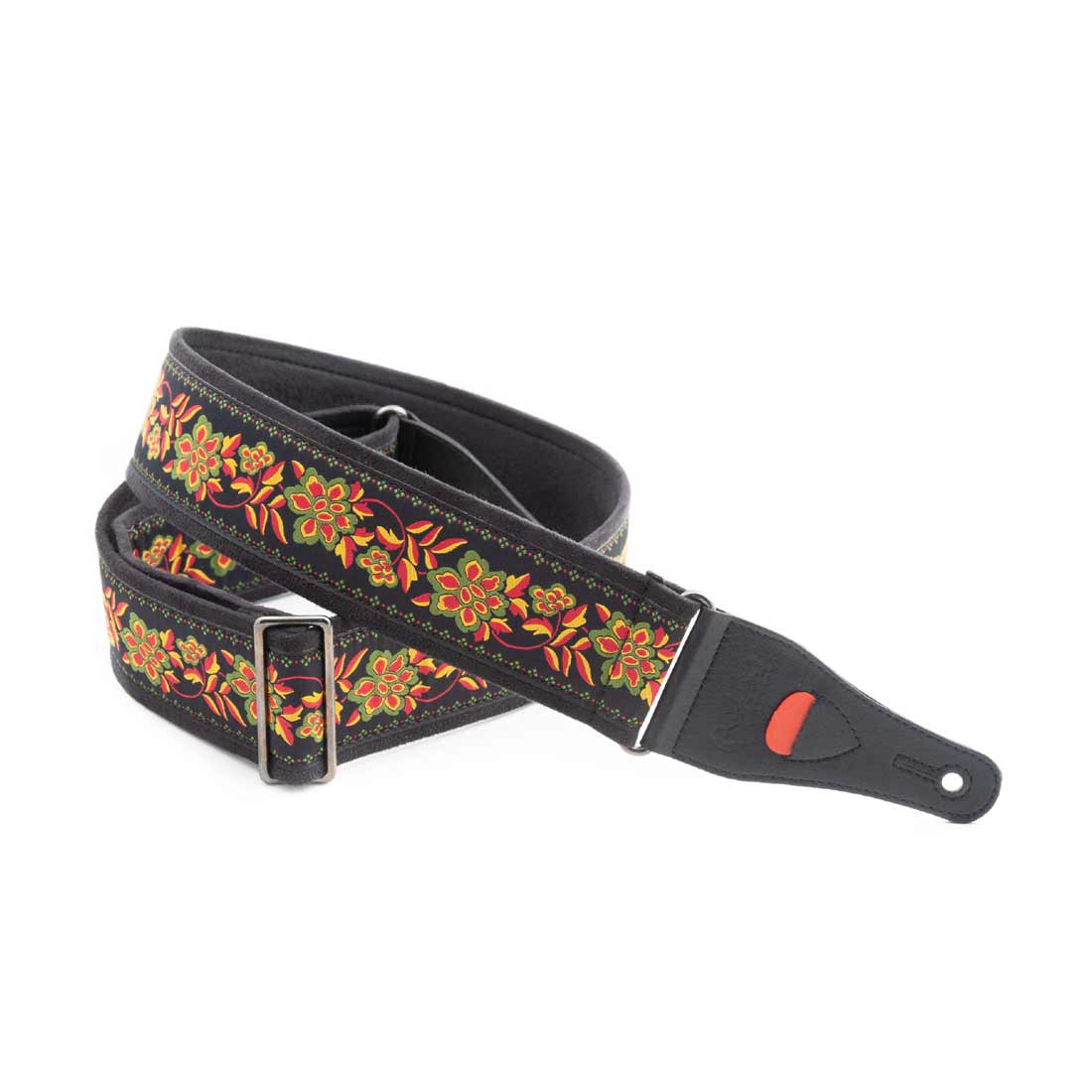 Right On Straps Roses II Black Guitar Strap