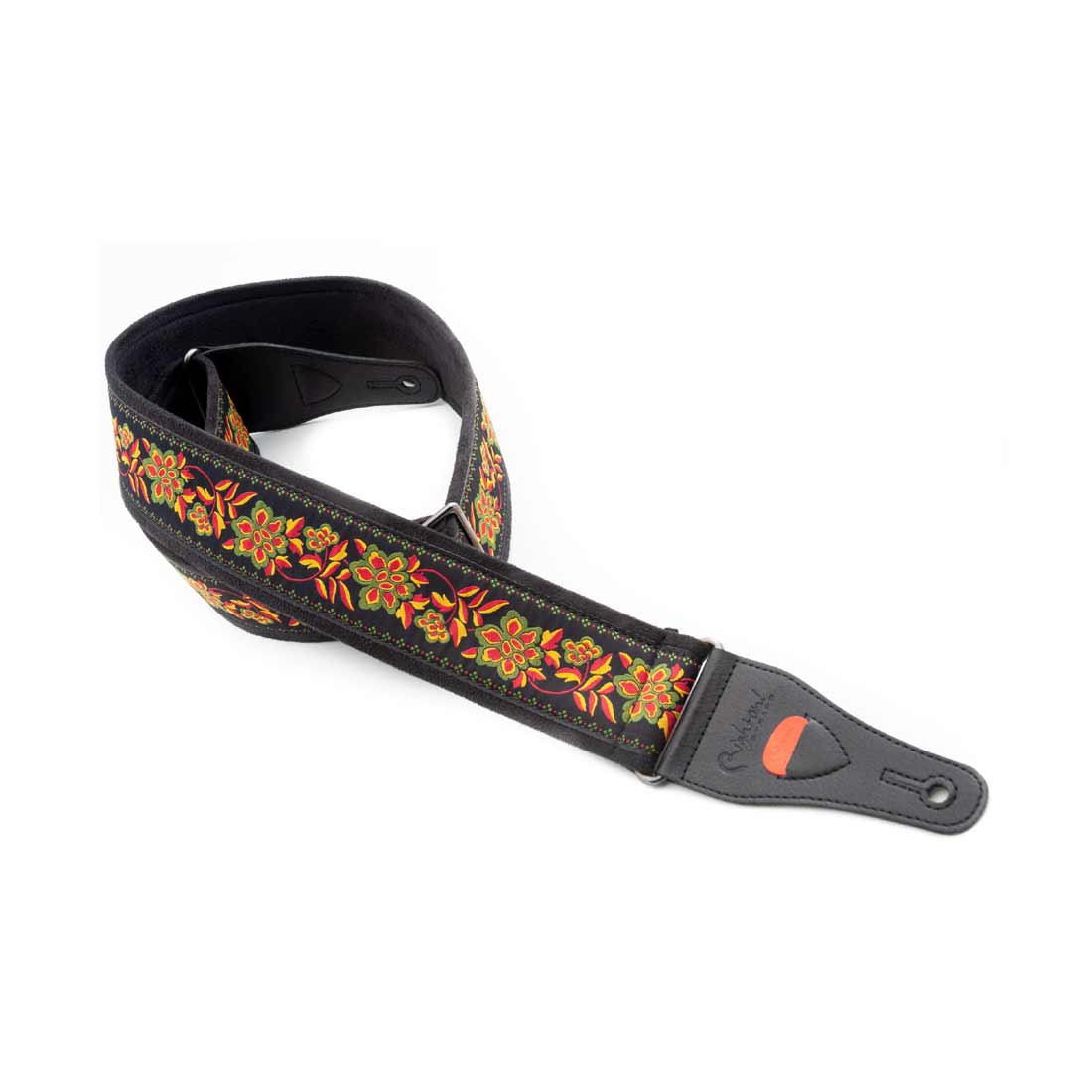 Right On Straps Roses II Black Guitar Strap