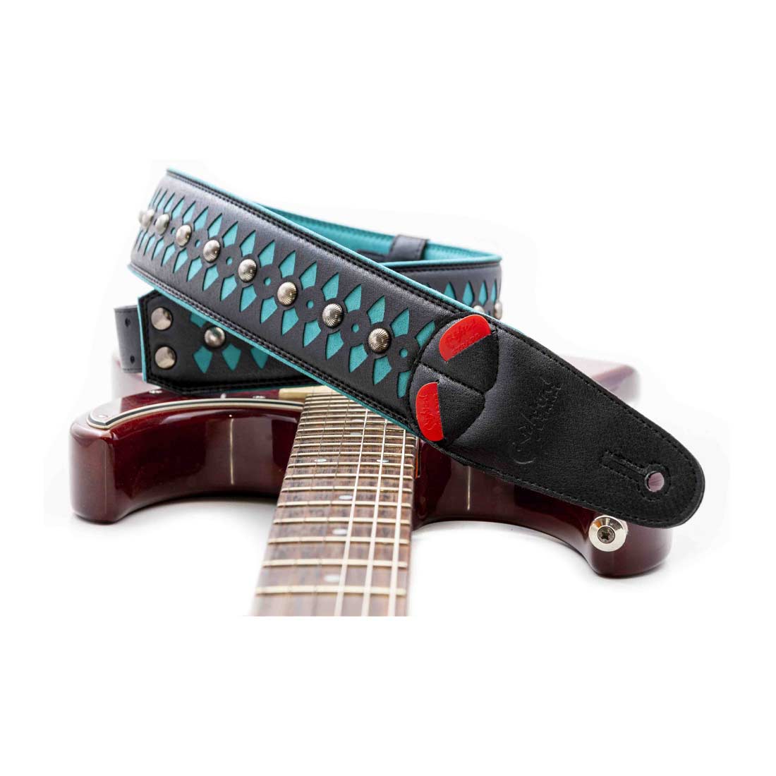 Right On Straps Armour Teal Guitar Strap