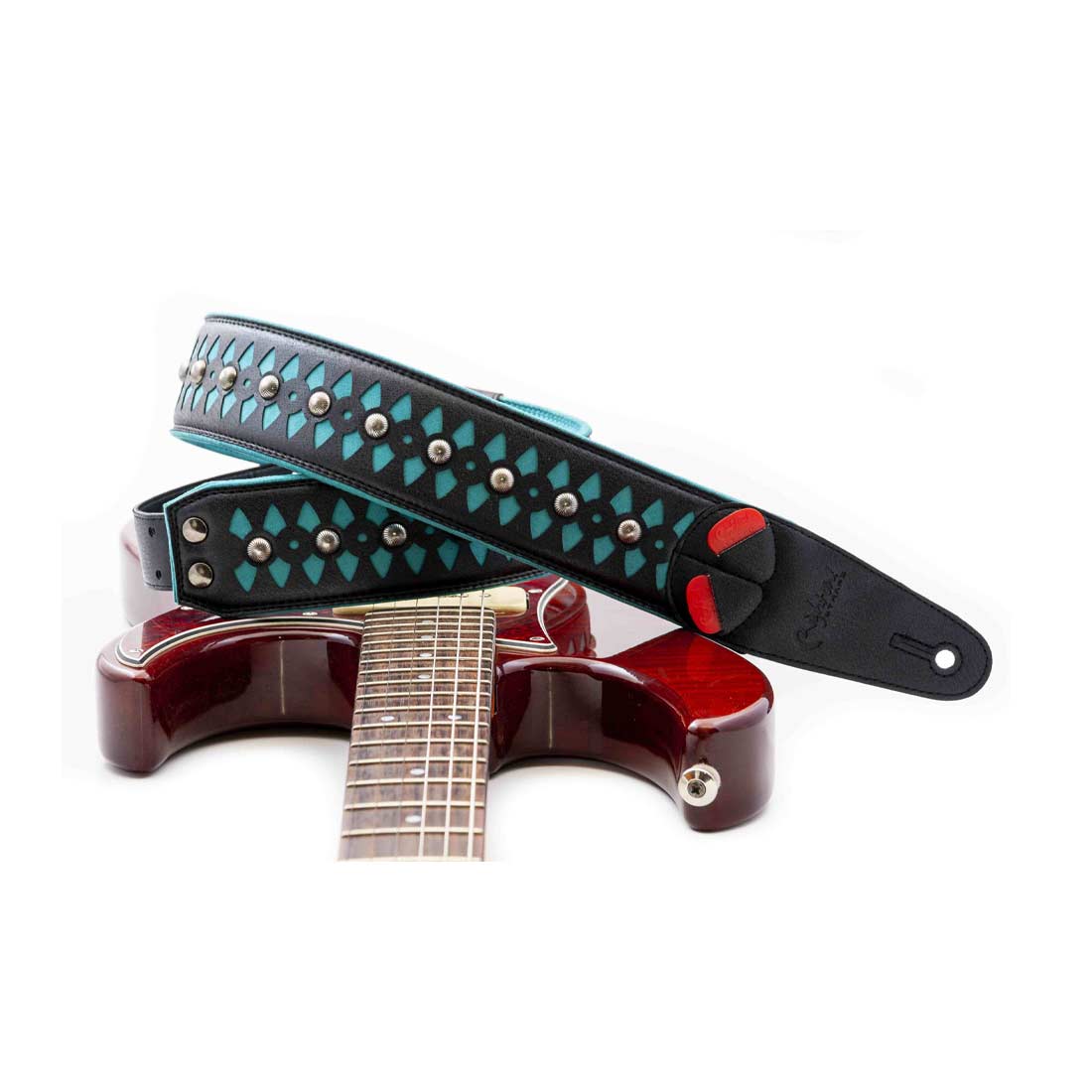 Right On Straps Armour Teal Guitar Strap
