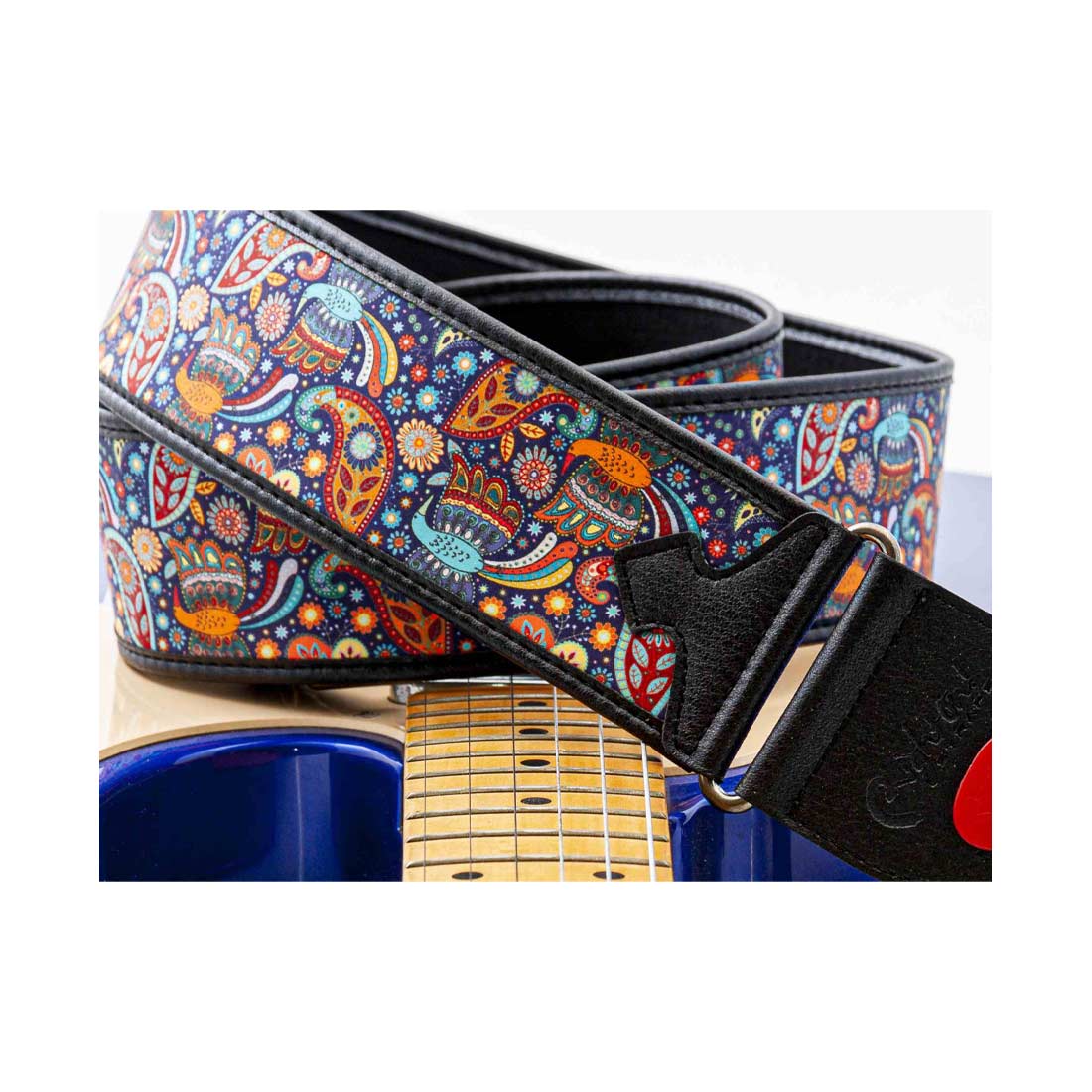 Right On Straps TALISMAN KASHMIR Blue Guitar Strap