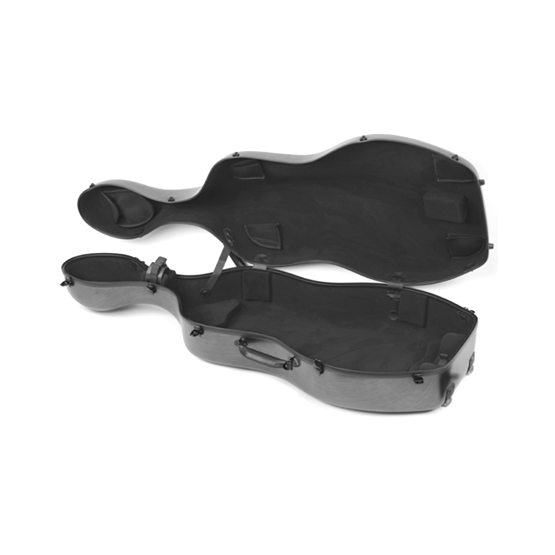 HQ Polycarbonate Cello Case-Silver & Black 4/4 4kg-Large