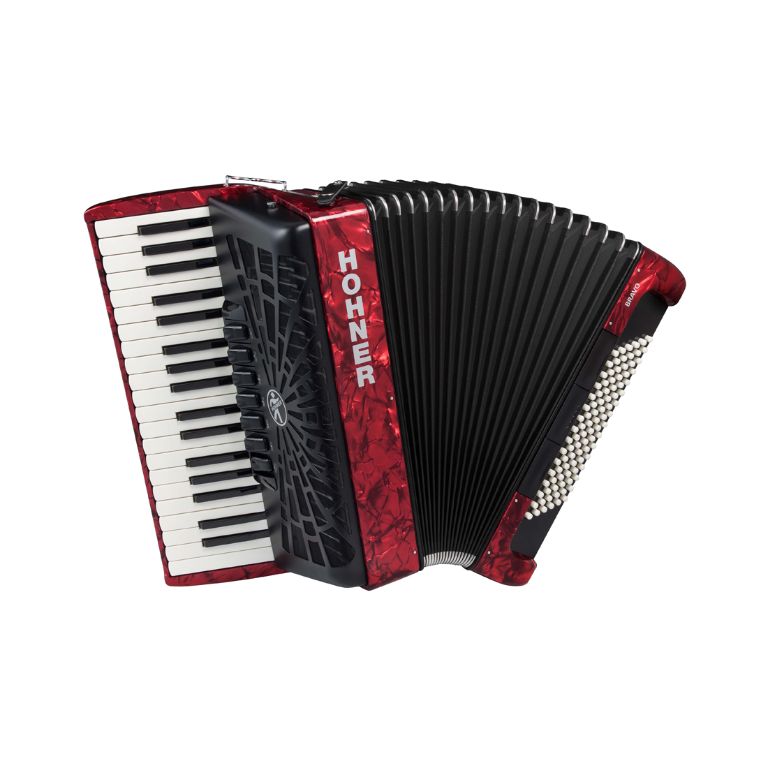Hohner Bravo III 96 Bass Piano Accordion in Red Pearl