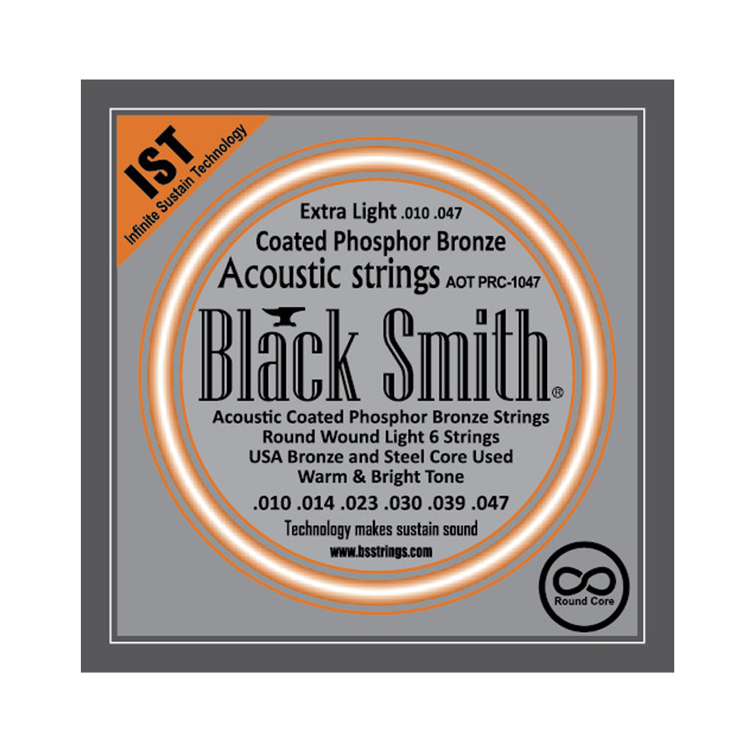 Black Smith APRC-1047 Extra Light Coated Acoustic Round Core Guitar Stings