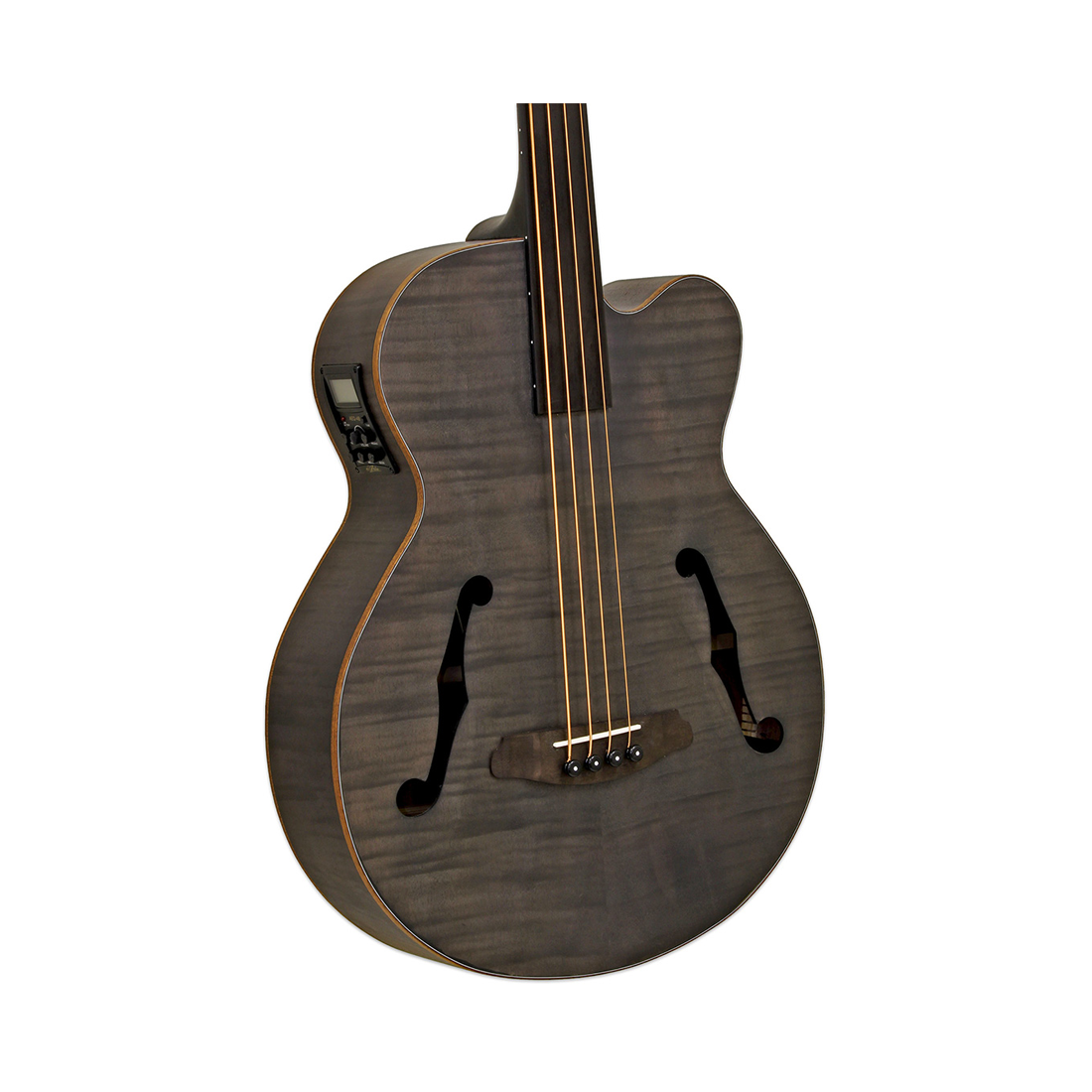 Aria FEB-F2/FL Elecord Series Fretless AC/EL Bass Guitar in Stained Black