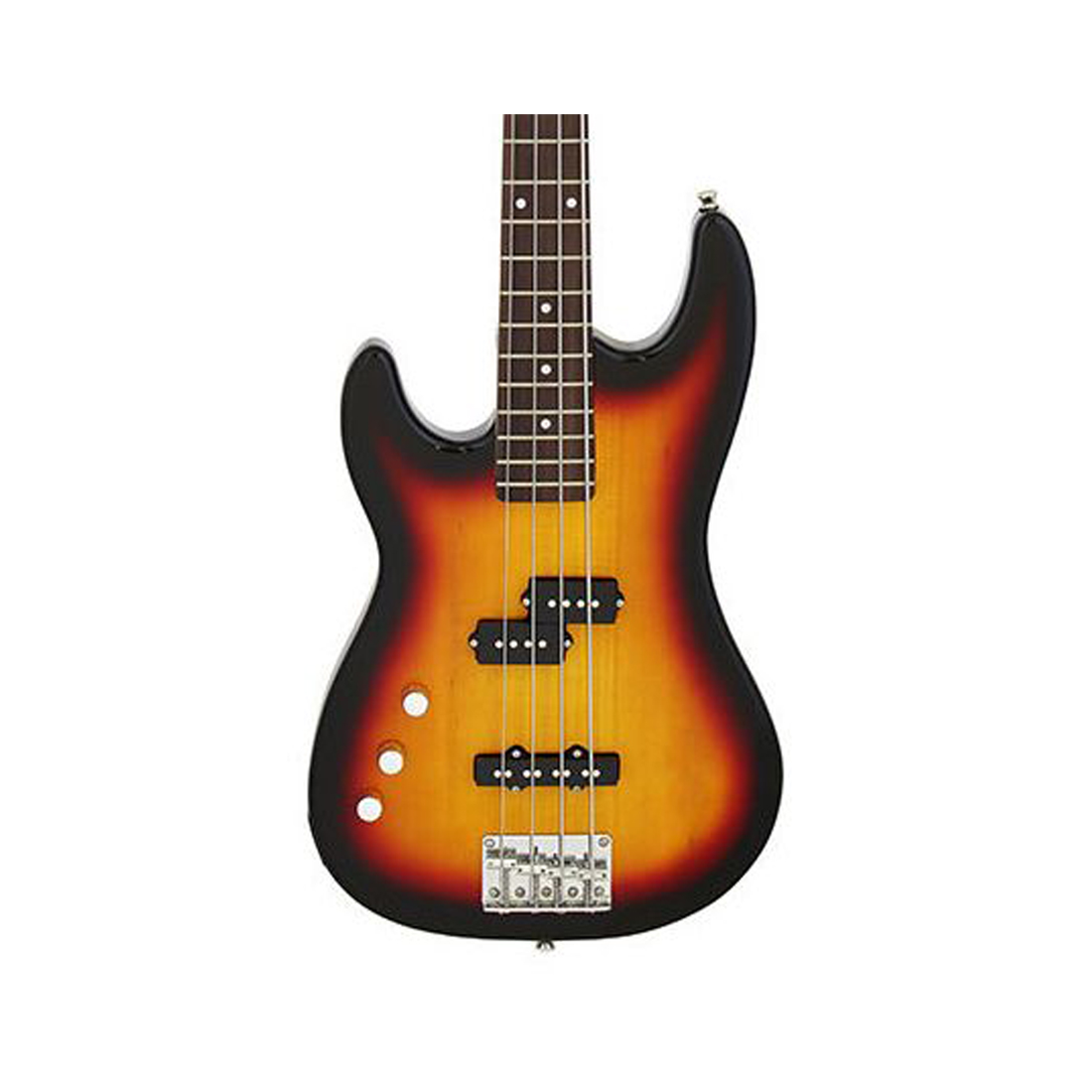 Aria STB-PJ Series Left Handed Electric Bass Guitar in 3-Tone Sunburst Pickups 1 x Double Coil/1 x Single Coil