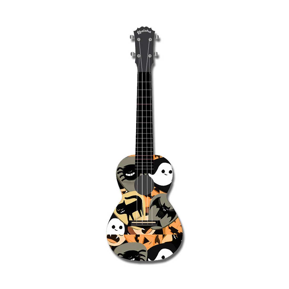 Ukulele da concerto Kealoha Black Magic Design con corpo in resina ABS nera 