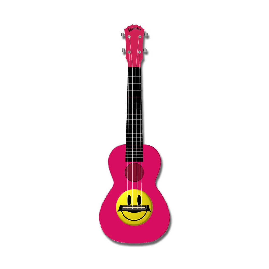 Ukulele da concerto Kealoha Smiley Face Design con corpo in resina ABS rosa 
