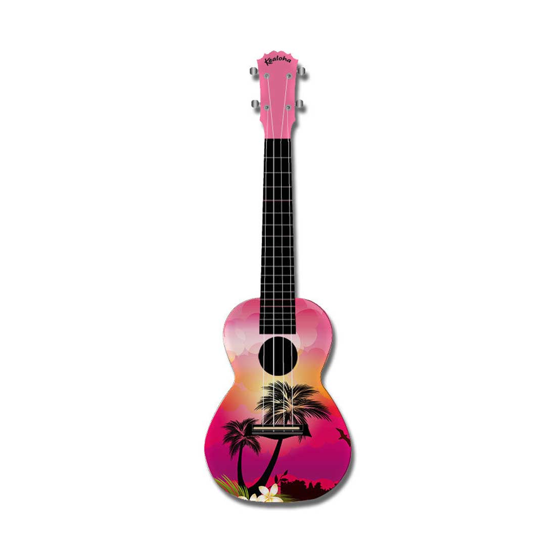 Kealoha Sunset Palms Design Concert Ukulele with Pink ABS Resin Body