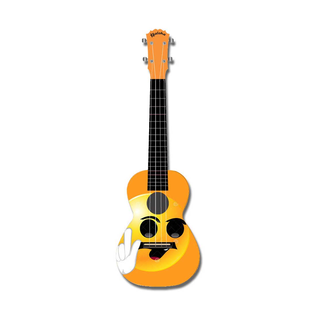 Ukulele da concerto Kealoha Smiley Yellow Face Design con corpo in resina ABS gialla 