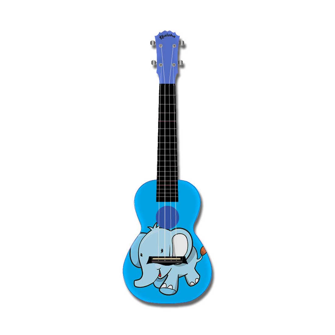 Ukulele da concerto Kealoha Blue Elephant Design con corpo in resina ABS blu 