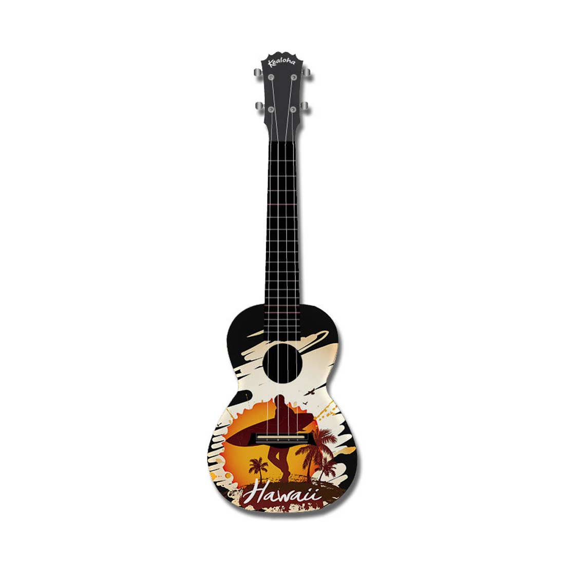 Kealoha Hawaii Surfer Design Concert Ukulele with Black ABS Resin Body