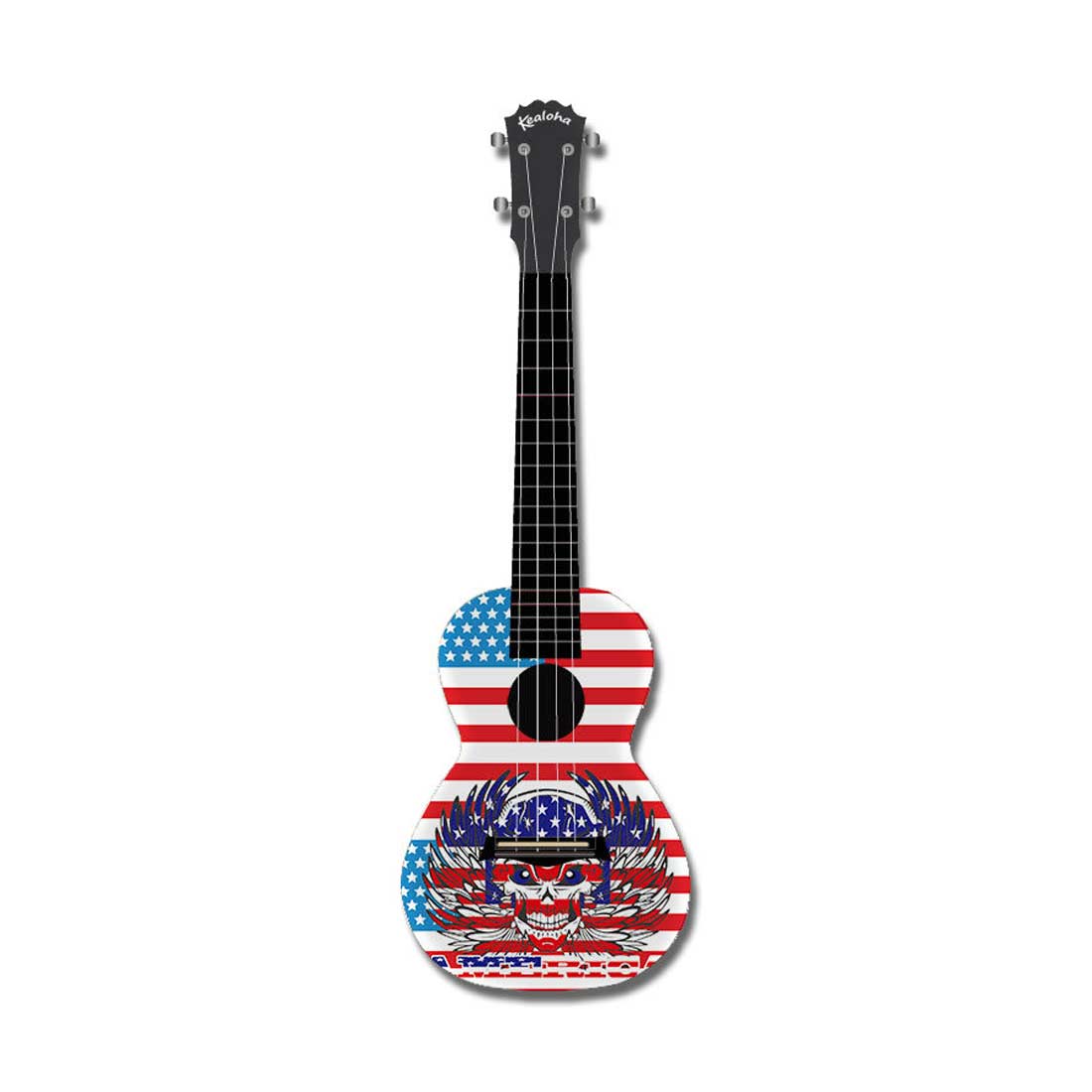 Ukulele da concerto Kealoha American Avenger Design con corpo in resina ABS nera 
