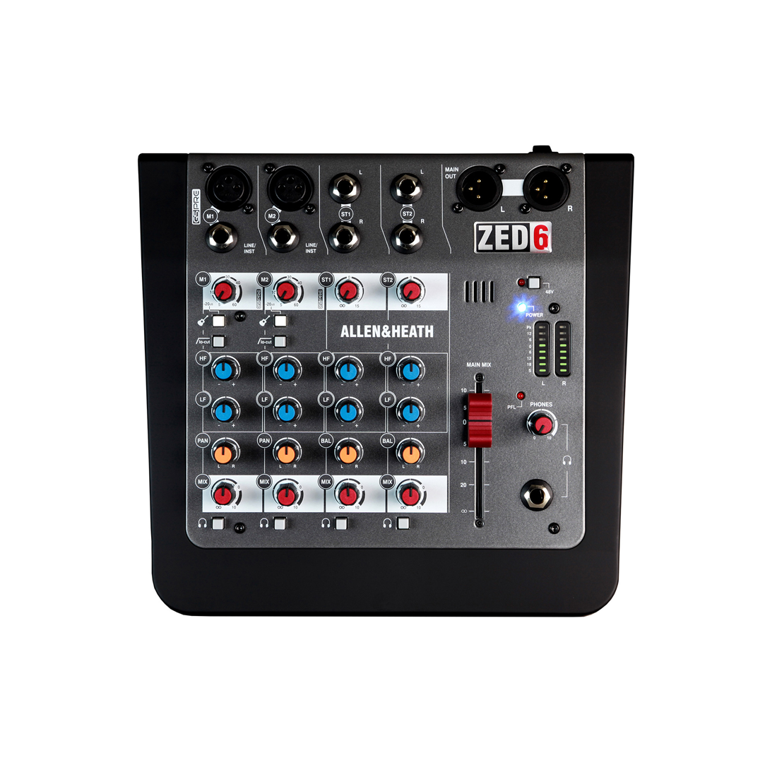 Allen and Heath AH ZED6 ZED 2 mic/line/DI + 2 Stereo Ins 2-Band EQ LR + Headphone Outs Mixer