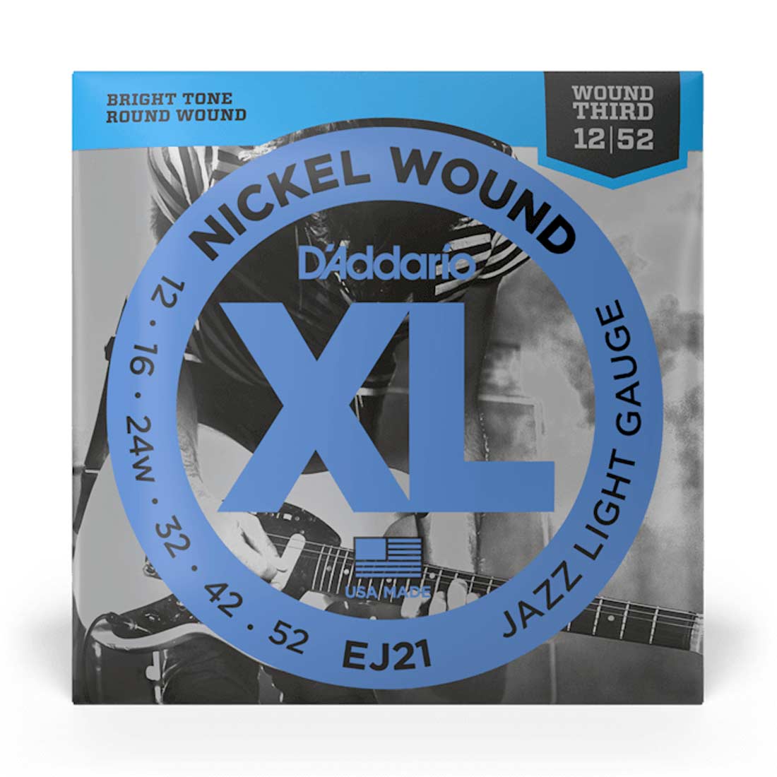 DAddario EJ21 Nickel Wound Electric Guitar Strings Jazz Lite 012-052