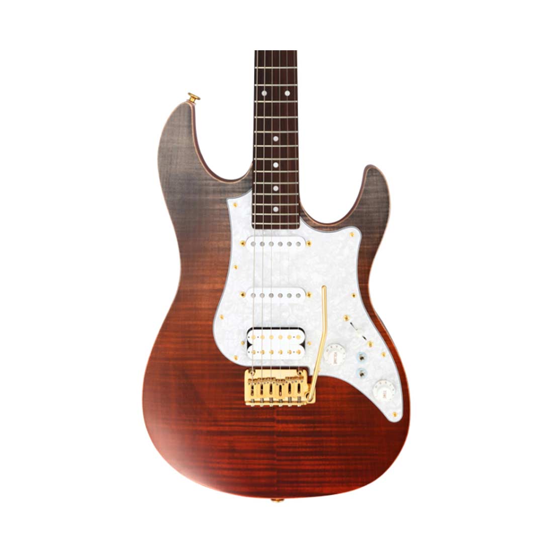 FGN EOS2-FM-R/RKG Ripe Kaki Gradation Odyssey Electric Guitar with Hard Case