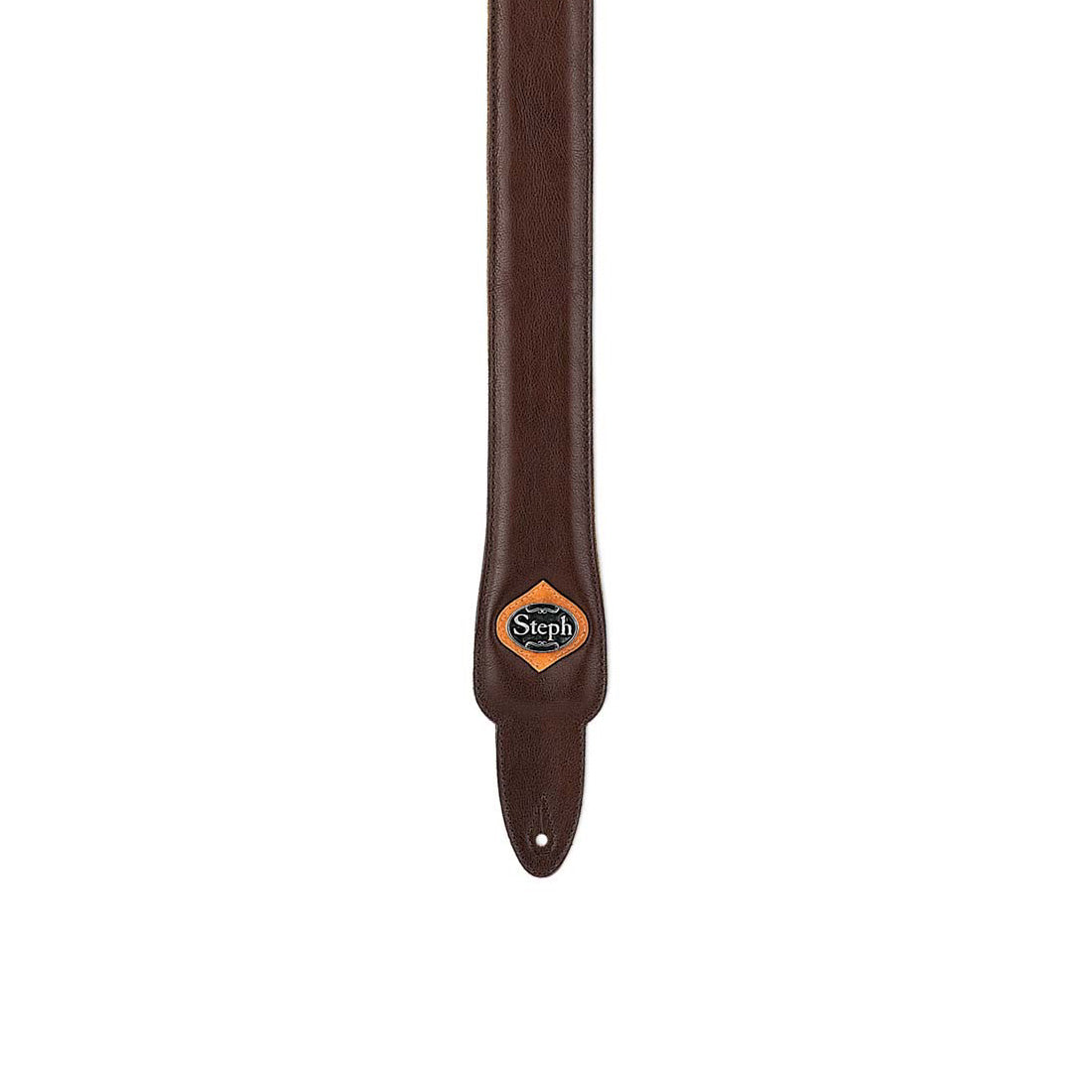 Steph GT-1101 Brown Cowhide Top, 6mm Foamcore, Suede Back Guitar Strap