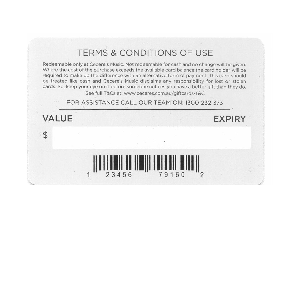 Cecere's Music Gift Card