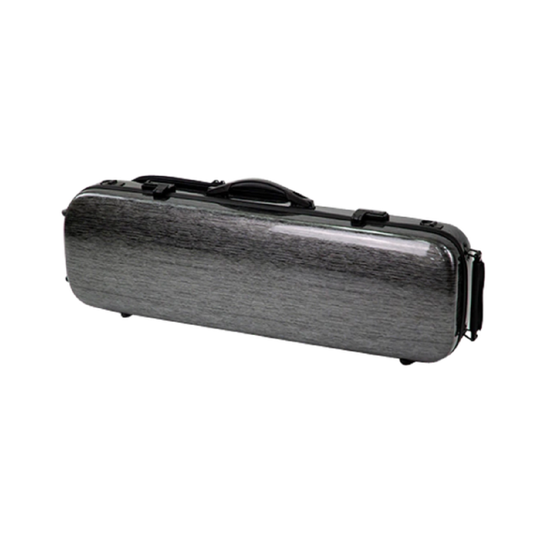 HQ Oblong Violin Polycarbonate-Brushed Black and Silver Case