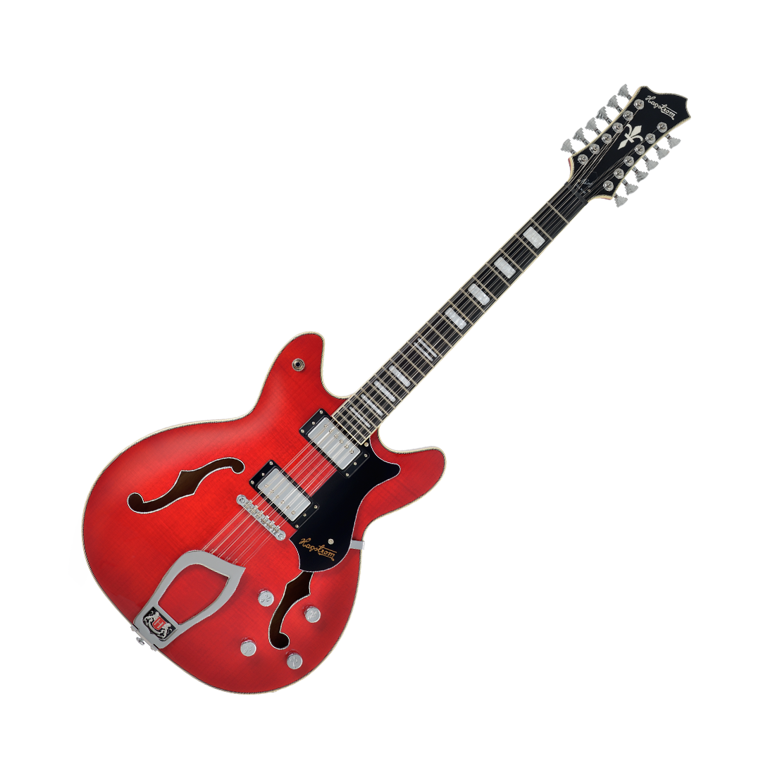 Hagstrom Viking Deluxe 12 String Semi-Hollow Guitar Wild Cherry Transparent Gloss with Case