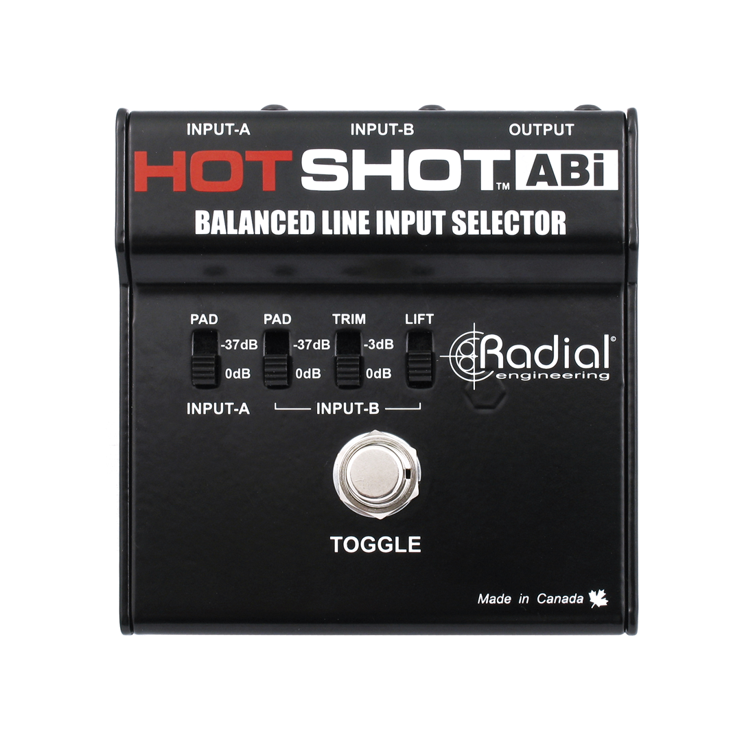 Radial HOTSHOT ABI - Mic & line switcher, 2 XLR-F inputs and 1 XLR-M output. Balanced