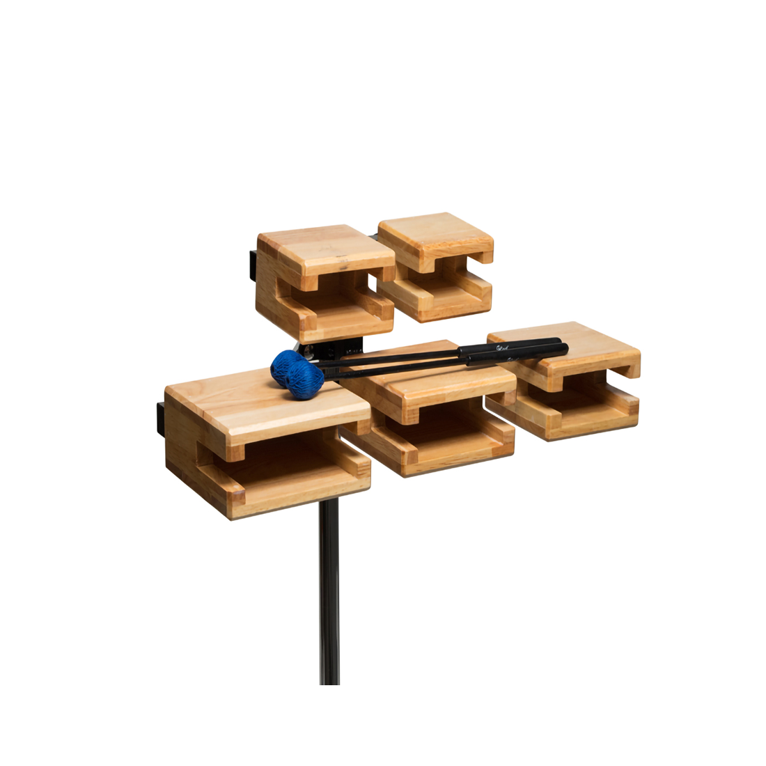 LM by Ludwig Rosewood Woodblock Set 16 14 12 10 9 cm with Rack and Stand