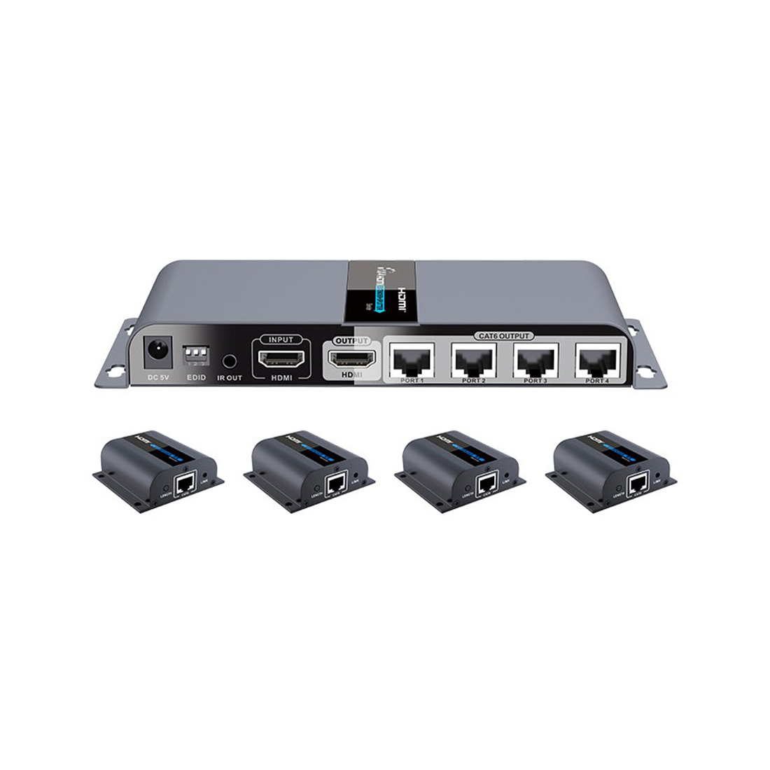 Lenkeng Splitter HDMI a 4 porte con 4 ricevitori