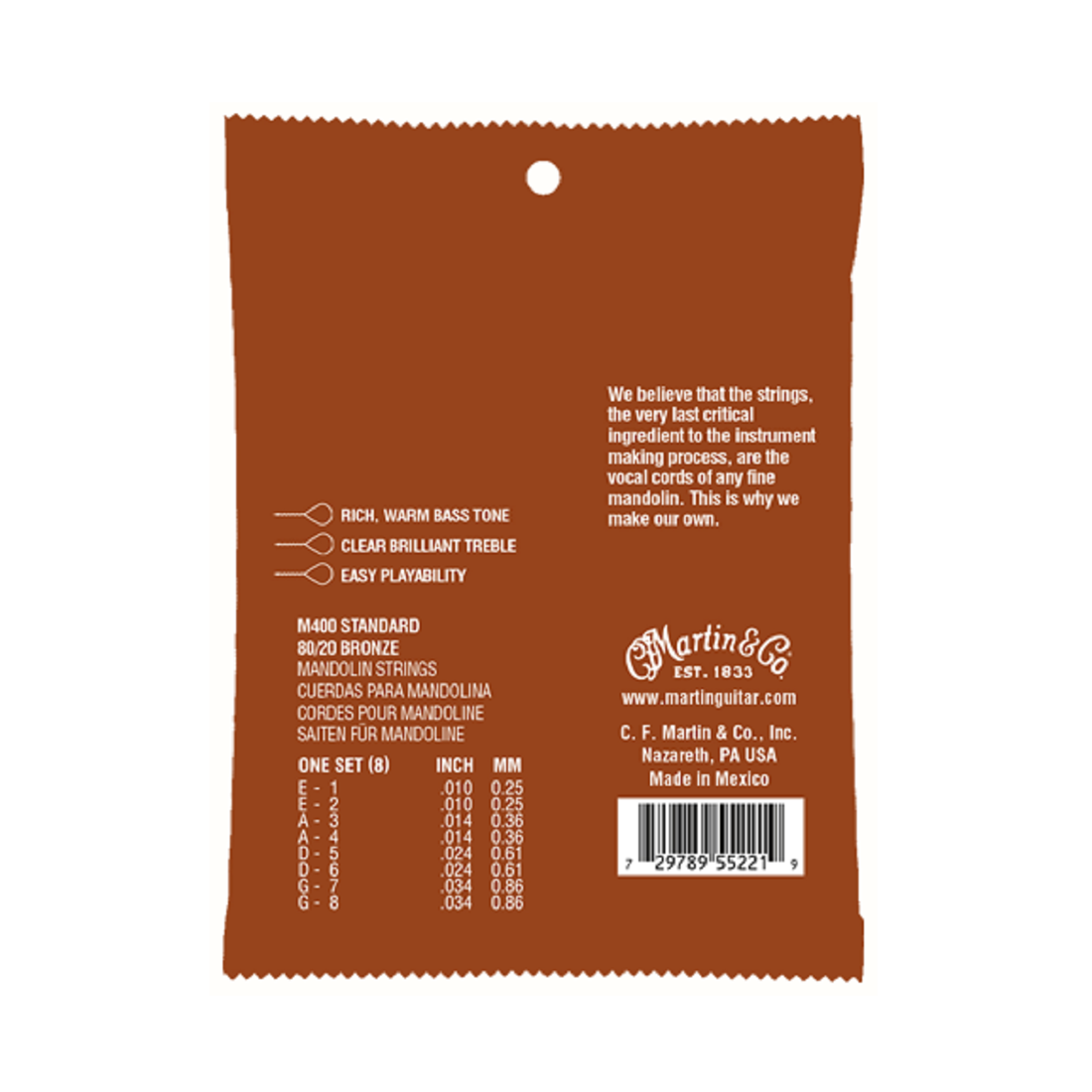 Martin M400 Standard Mandolin String Set 10-34