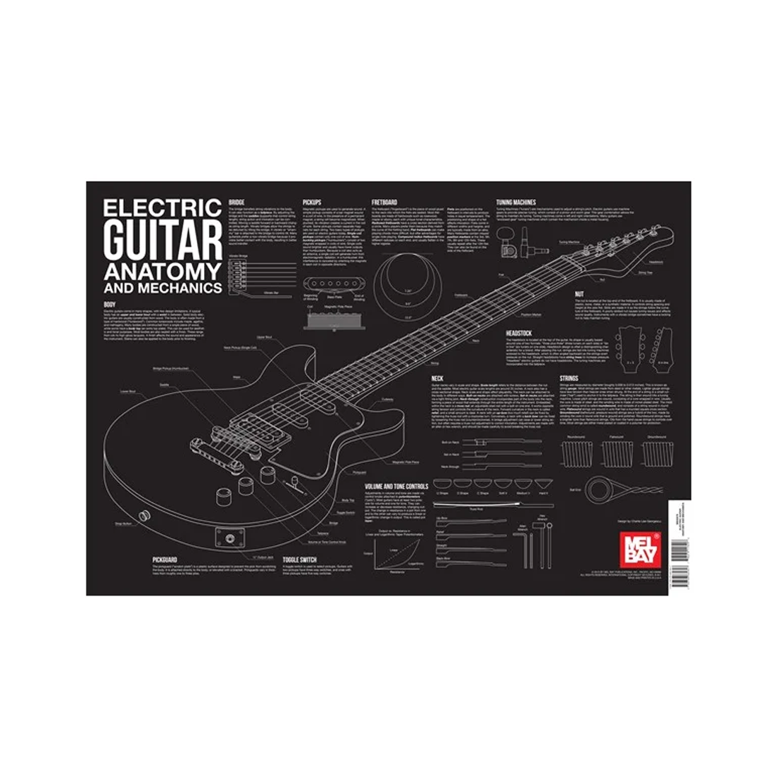 Electric Guitar Anatomy and Mechanics Wall Chart