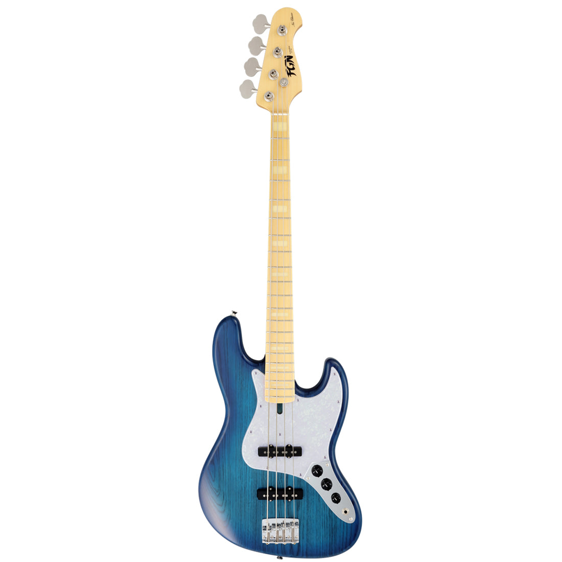 FGN NJB100MBAH/SBB Neo Classic JB See-Thru Blue Burst Electric Bass Including Gig Bag