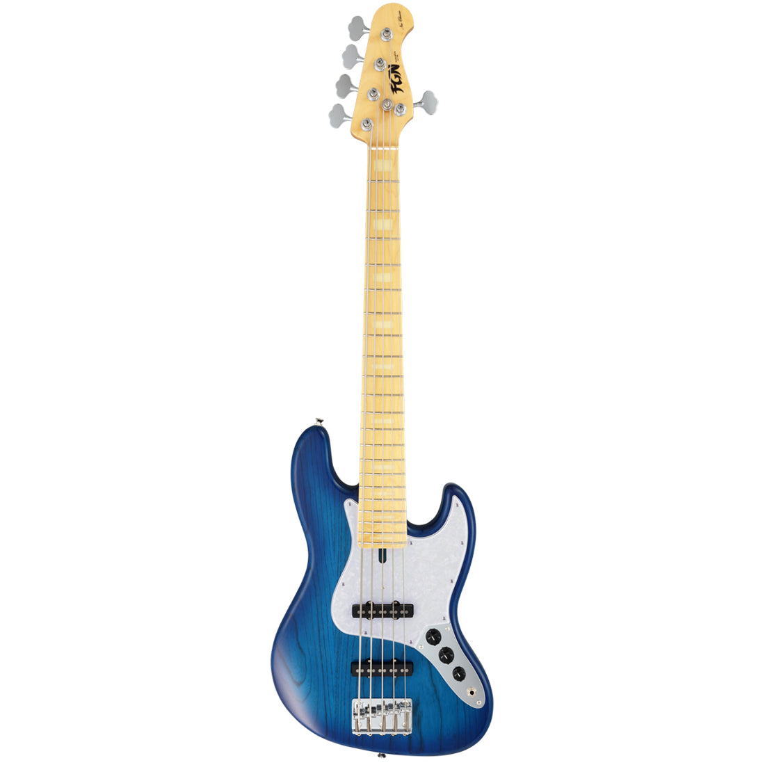 FGN NJB100MBAHV/SBB Neo Classic JB 5-String See-Thru Blue Burst Electric Bass Including Gig Bag
