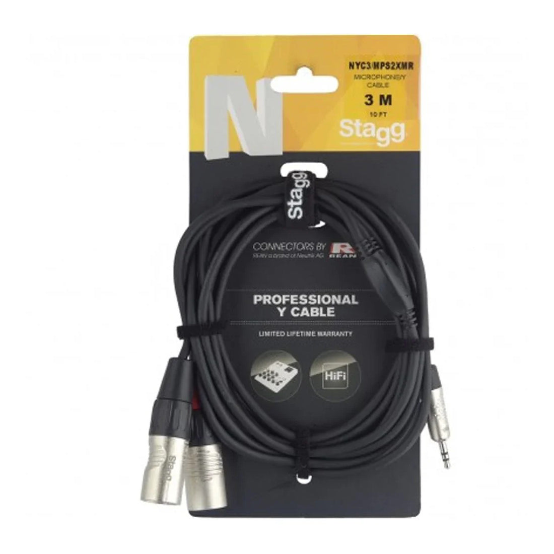 Stagg NYC3/MPS2XMR Y-cable, 3.5mm/2xXLR Male 3 Metre