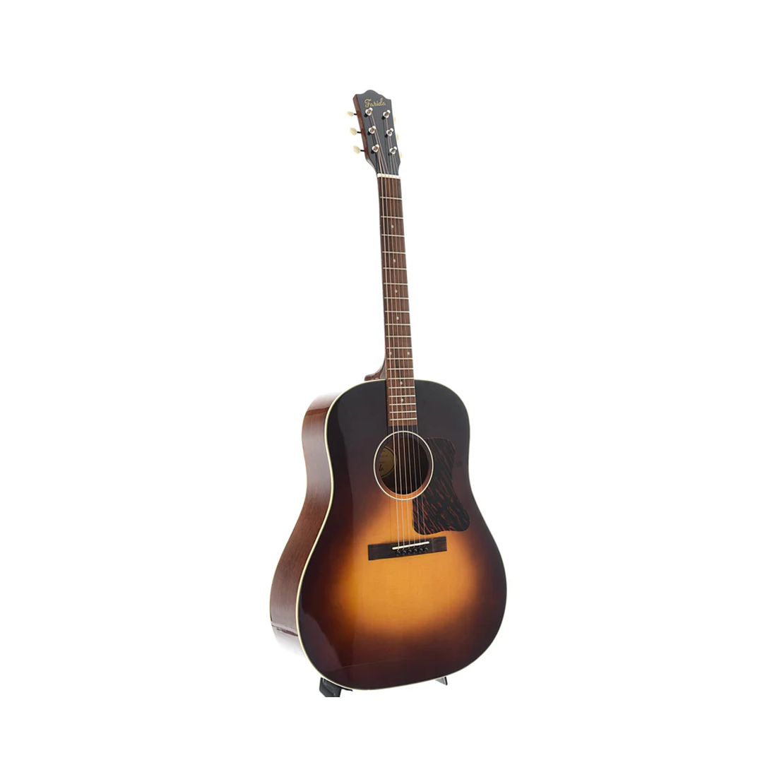 Chitarra acustica dreadnought Farida OT-62VBS con top in abete massello e spalla inclinata, finitura sunburst