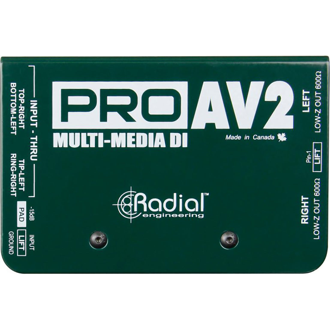 Radial PROAV2 Passive Stereo Multimedia DI with RCA, 3.5mm, XLR, 1/4" Connectors