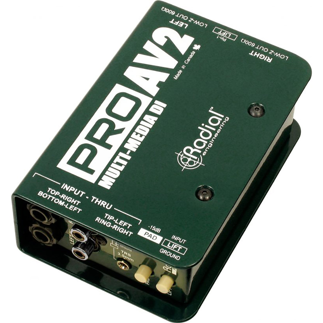 Radial PROAV2 Passive Stereo Multimedia DI with RCA, 3.5mm, XLR, 1/4" Connectors