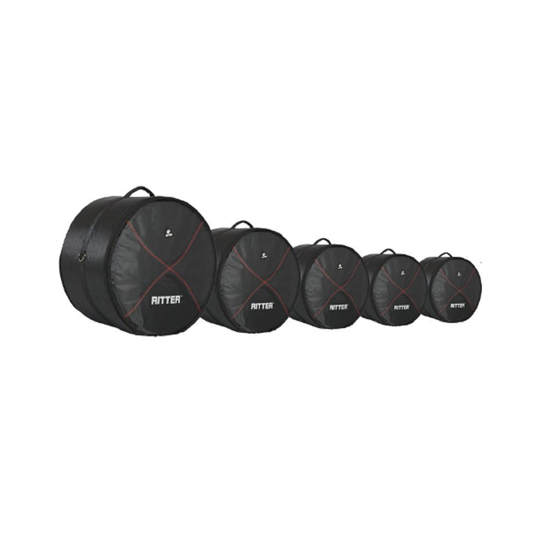 Ritter RDP2-06/BRD Black-Red 5 Pce Deluxe Drum Kit #6 Bag Set (Sizes 10x8TT 12x10TT 16x16/14FT 14x6.5SD 22x18BD)