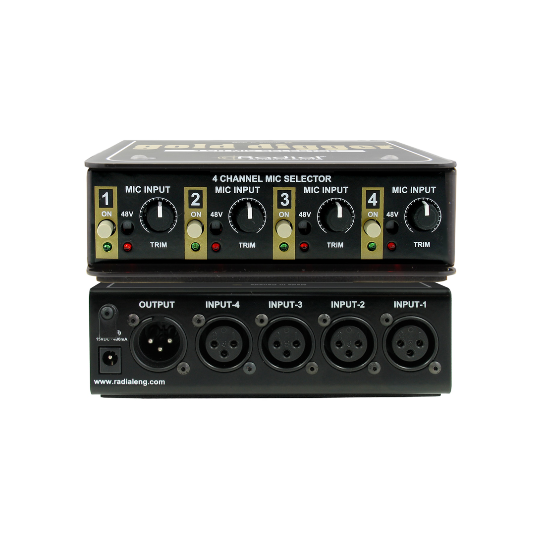 Radial GOLDDIGGER - Passive 4x1 selector, use to compare 4 mics in the studio, XLR i/o