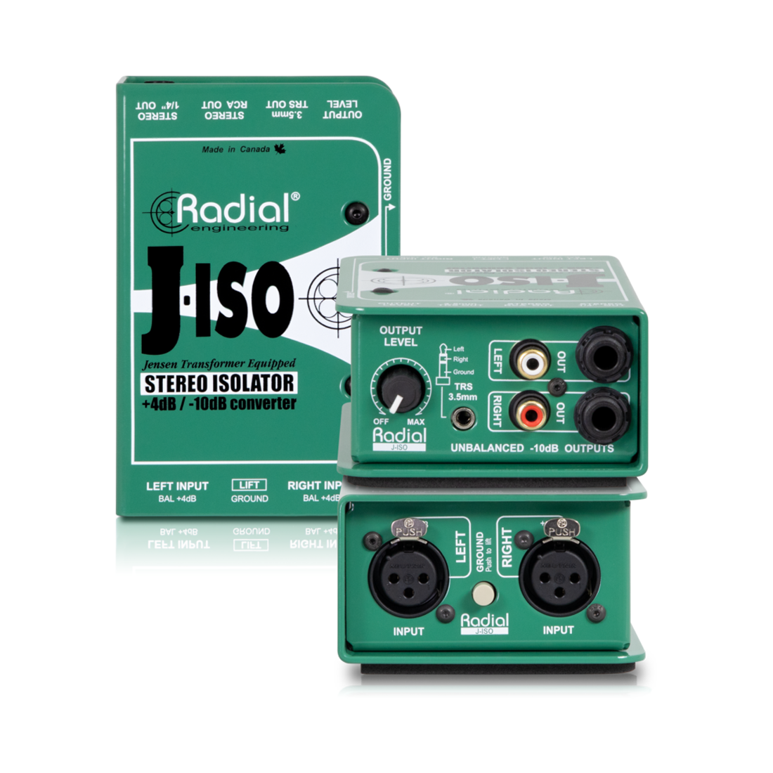 Radial J-ISO - Balanced +4dB to -10dB unbalanced passive stereo converter, full range
