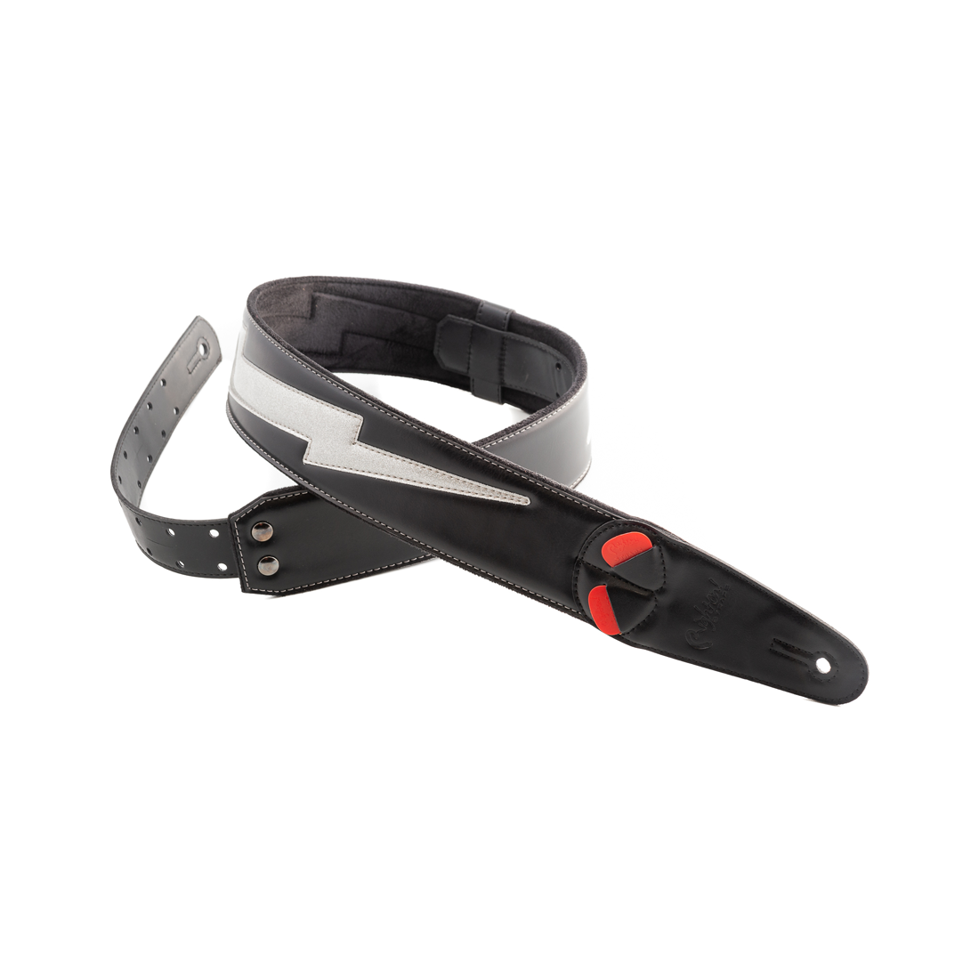 Right On Straps MOJO Bolt-II Silver Glitter Guitar Strap