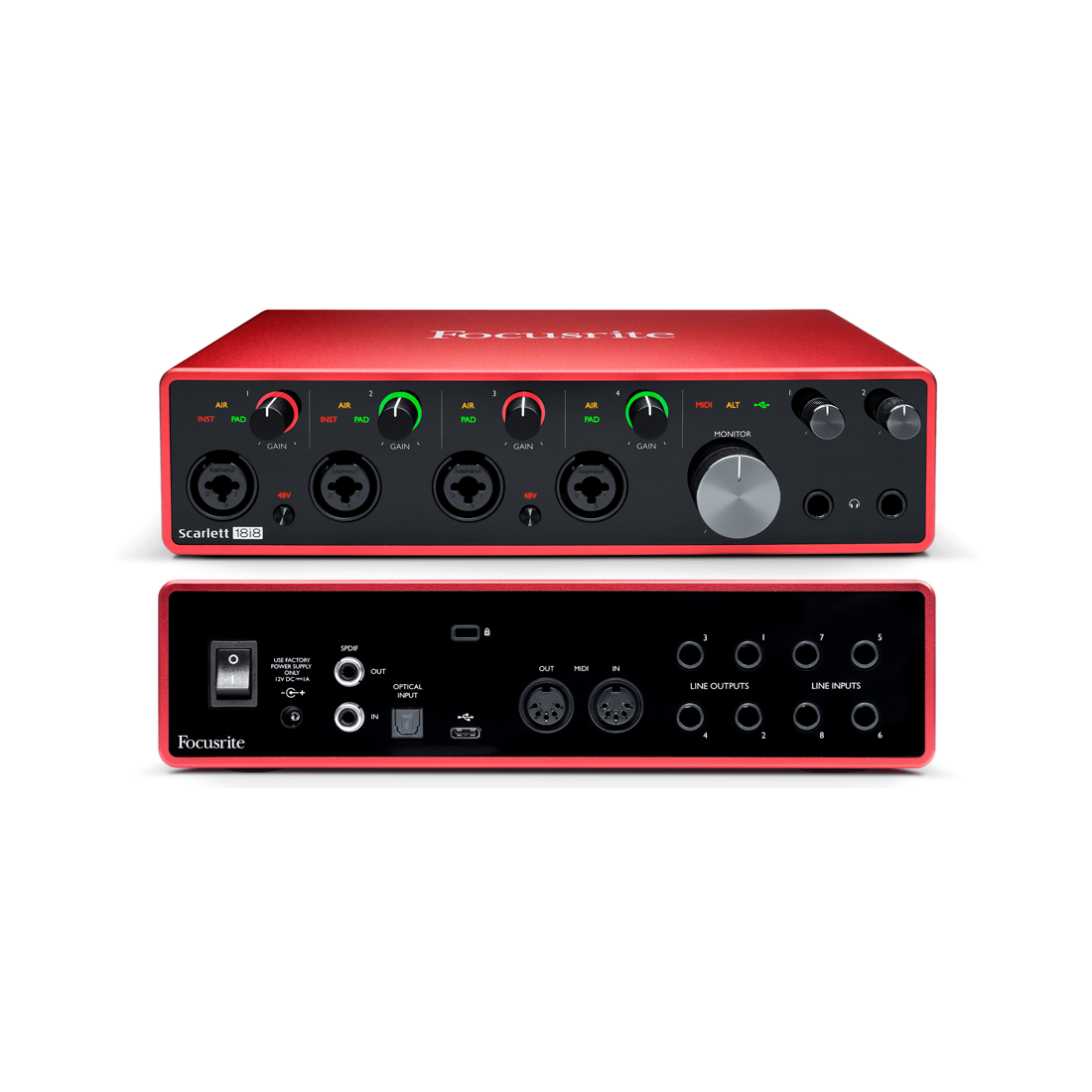 Focusrite Scarlett FOC-SC18I8GEN3 18i8 (Gen 3) 18-in/8-out USB Audio Interface