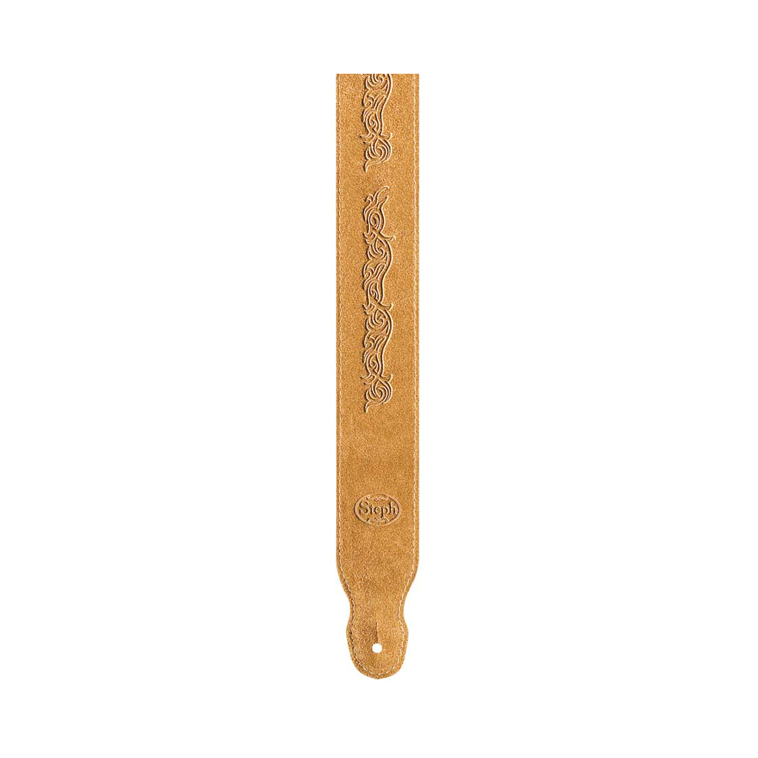 Steph BS-1027 Honey Suede Top, Suede Back, Tribal Embossing Guitar Strap