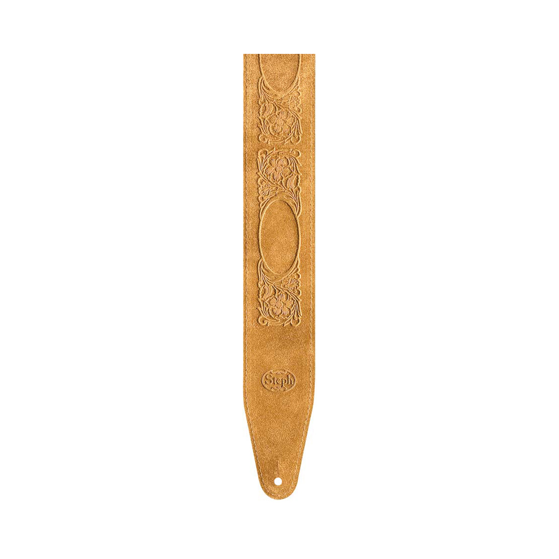 Steph BS-319 Honey Suede Top, Suede Back, Floral Embossing Guitar Strap